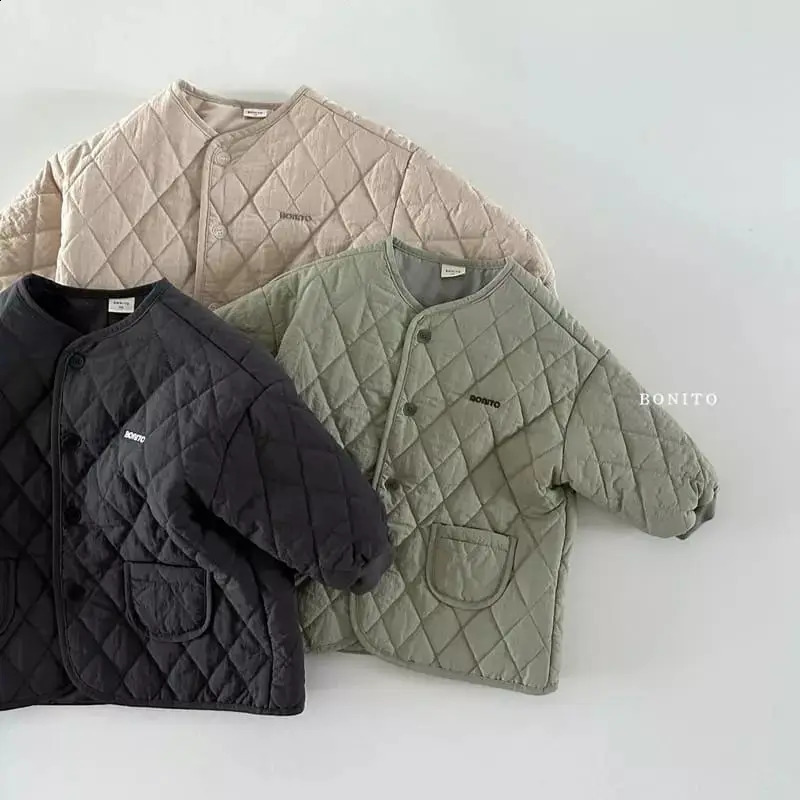 Winter Baby Letter Print Warm Coat Children Long Sleeve Cotton Padded Jacket Solid Infant Girl Thick Warm Clothes 241223