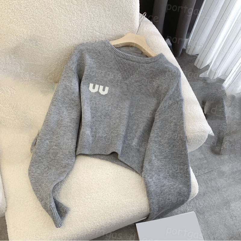 Knitted Women T Shirt Jumpers Jumper Top Luxury Gray Woman Sweater Long Sleeeve Jumper Tops Casual Spring Autumn Elegant Cropped Sweaters