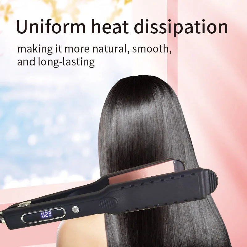 Hair Straightener Professional Ceramic Flat Iron Negative Ion Wide Plate Temperature Adjustable Straightening Iron 241224