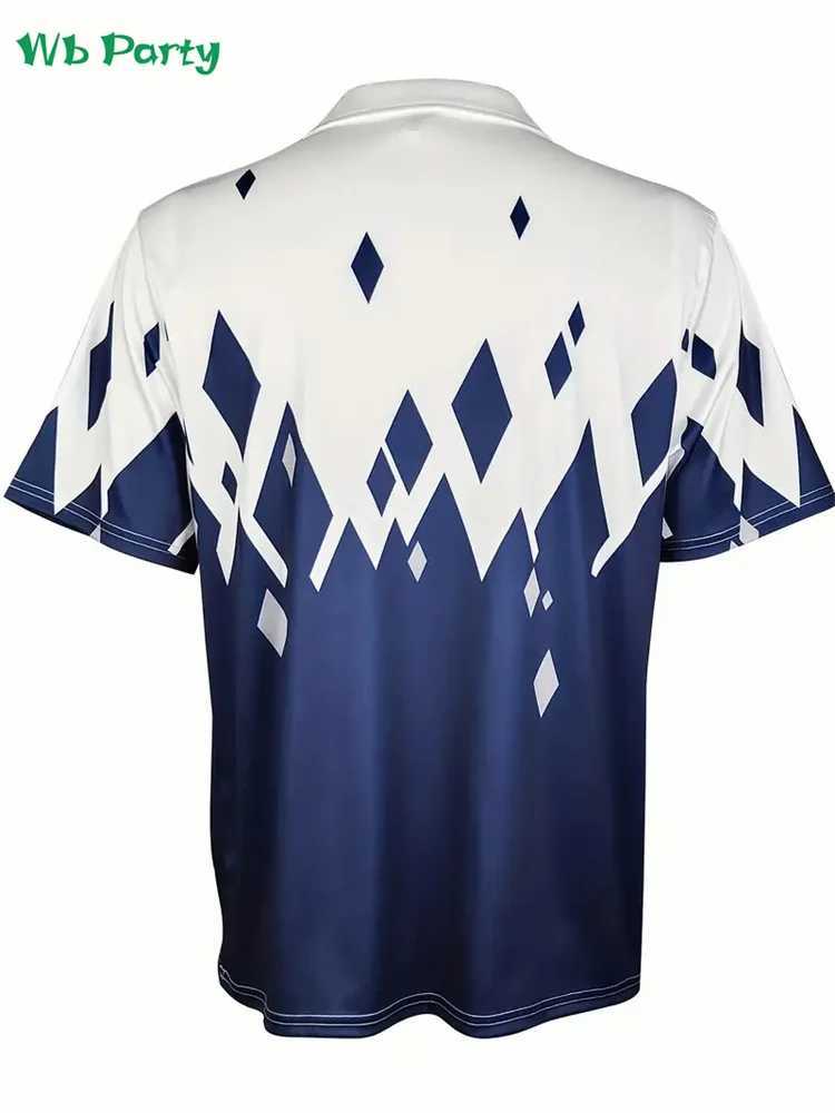 Geometric print mens clothing design mens lapel short sleeved T-shirt mens simple mens clothing 2024 top W241223