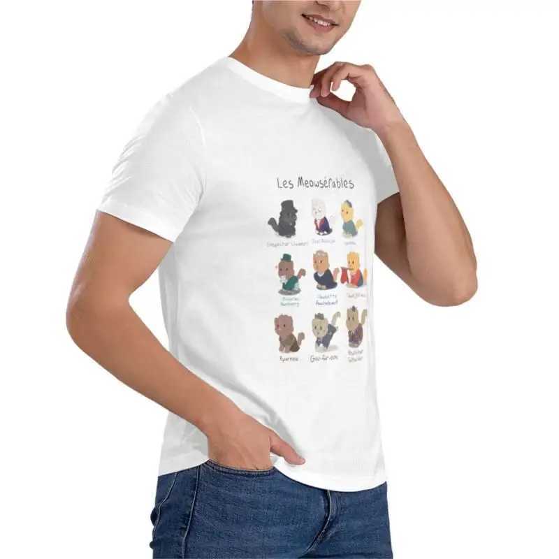Cute Les Miserables Cat Pun (Les Meowsirables) Premium T-shirt Solid Color T-shirt W241223
