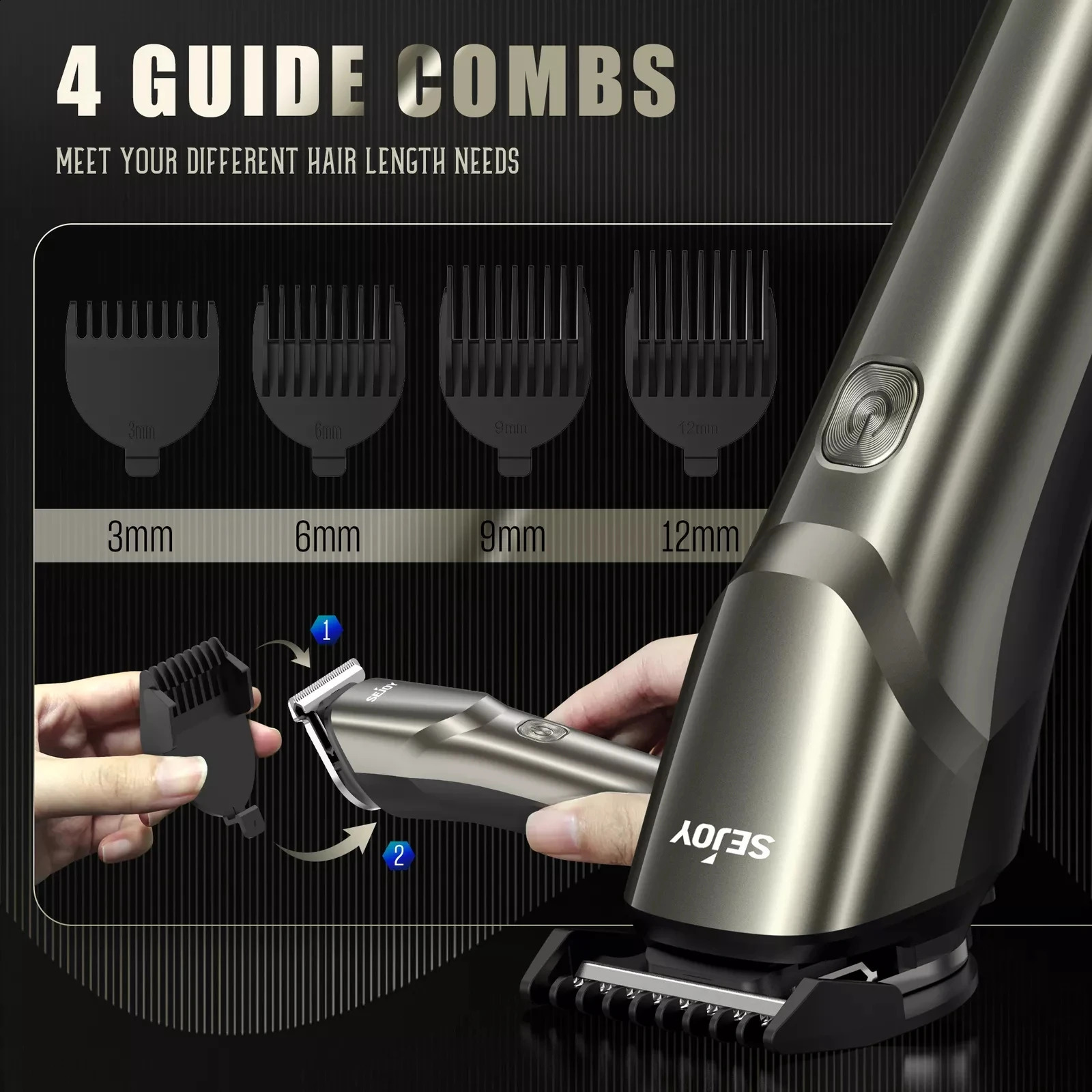 Sejoy Hair Cut Machine For Men Professional Hair Clippers Electric Shaver Beard Trimmers Machine Cordless 241224