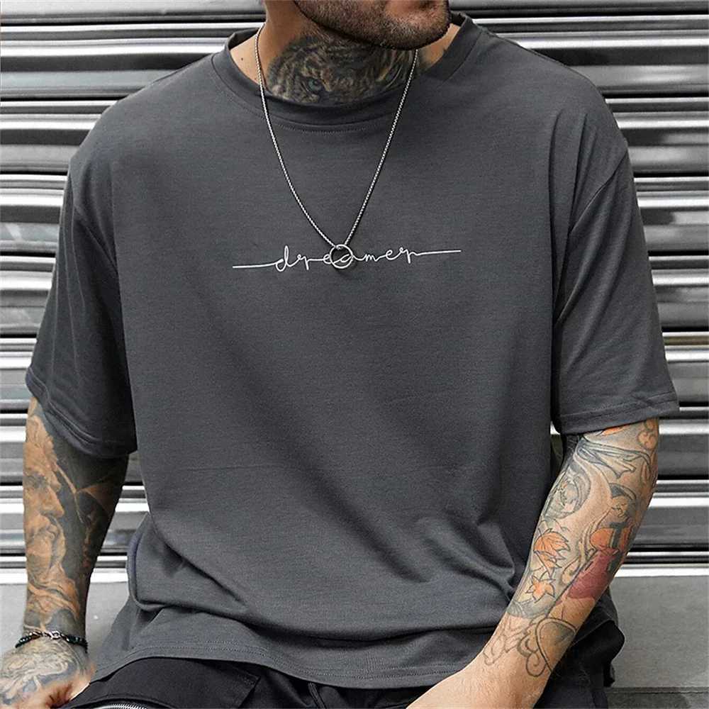 Simple summer mens T-shirt high-quality mens daily casual sportswear trend new clothing oversized loose short sleeved W241223