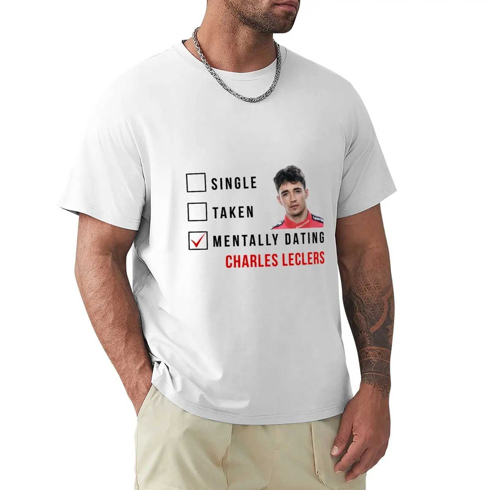 Charles Leclerc Mentally Dating Man Graphic T-shirt Black T-shirt Summer Boys T-shirt W241223