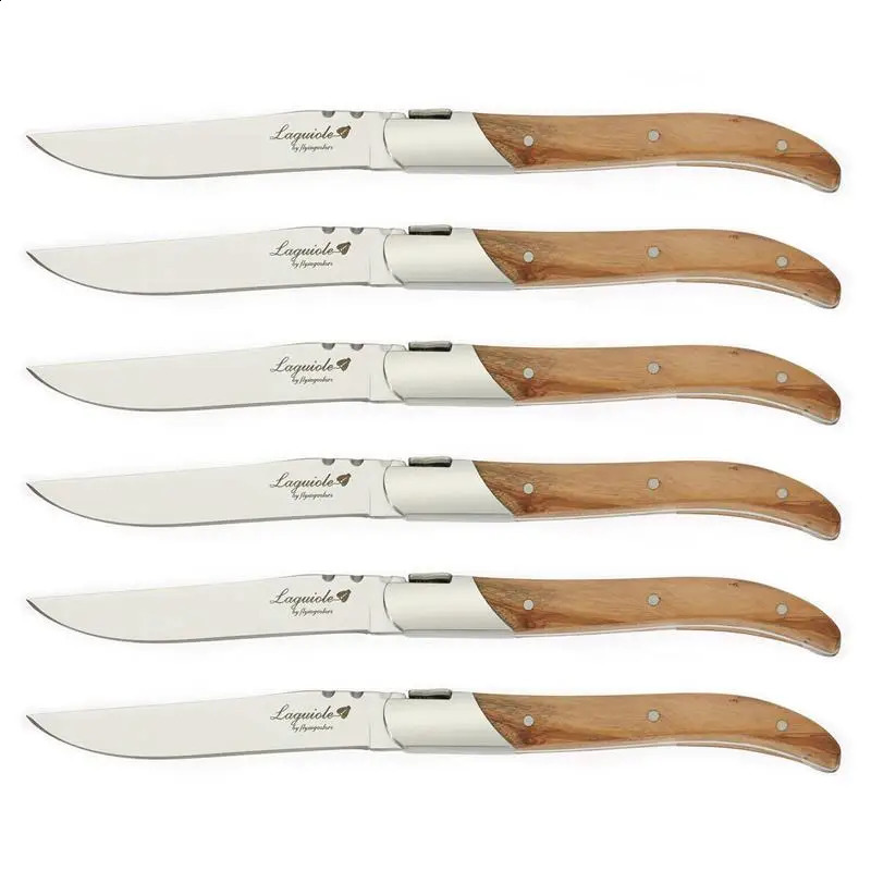 4/6/8/10 Laguiole steak knife set with olive wood handle dinner knife hammer blade steak knife 8.25-inch kitchen blade Christmas knife 241223