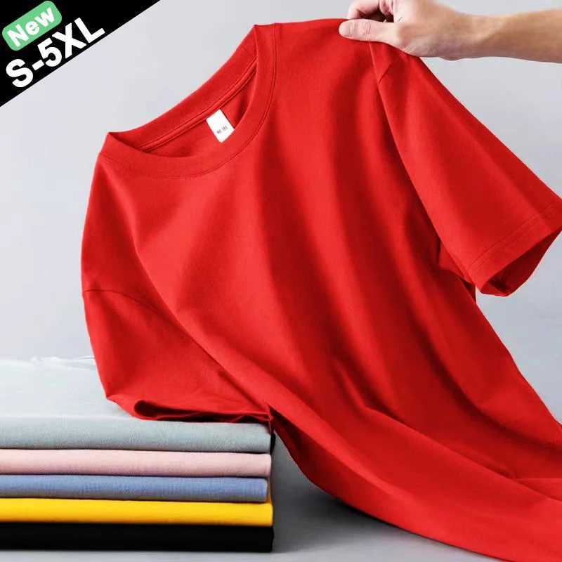 New Summer Mens T-shirt Womens Skin Friendly Cotton T-shirt Mens Basic Solid T-shirt Womens Soft Plain T-shirt Japan S-5XL W241223
