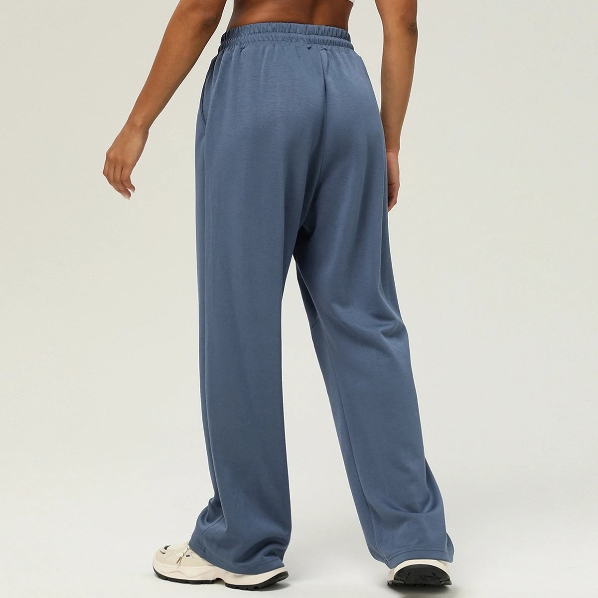 Womens Cozy Gym Sweatpants Baggy Wide Straight Leg Yoga Pants Running Workout Sports Joggers With Pocket Activewear