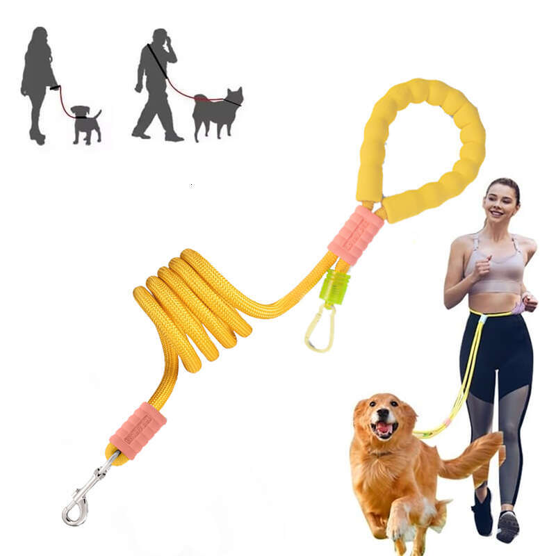 DHPET Upgraded Classic Hands Free Dog Leash Adjustable Bungee Waist & Crossbody Leash with Comfortable Handle Retractable Rope for Small Medium-Sized 