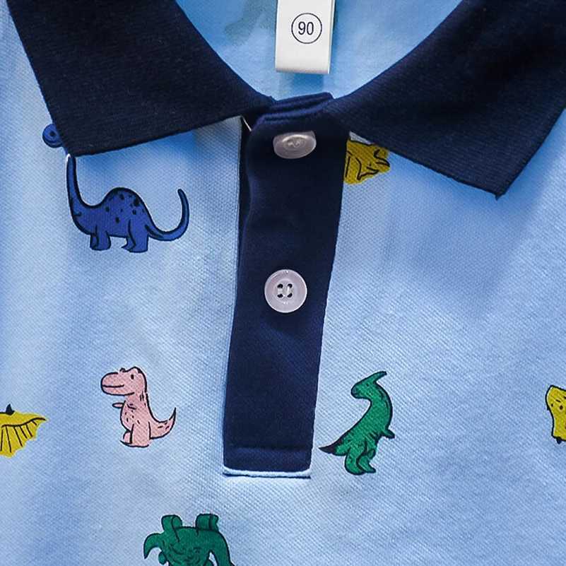 Summer Boys 2024 Korean Fashion Casual Breathable Collar Dinosaur/Mobile/Polo Shirt 2-7 Years Old W241223