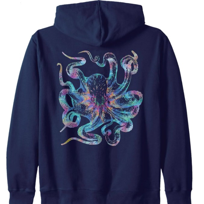 Hoodie for Mens Womens Psychedelic Octopus Gift - Colorful Ocean Sea Hoodie Graphic Hoodies sweatshirt cool