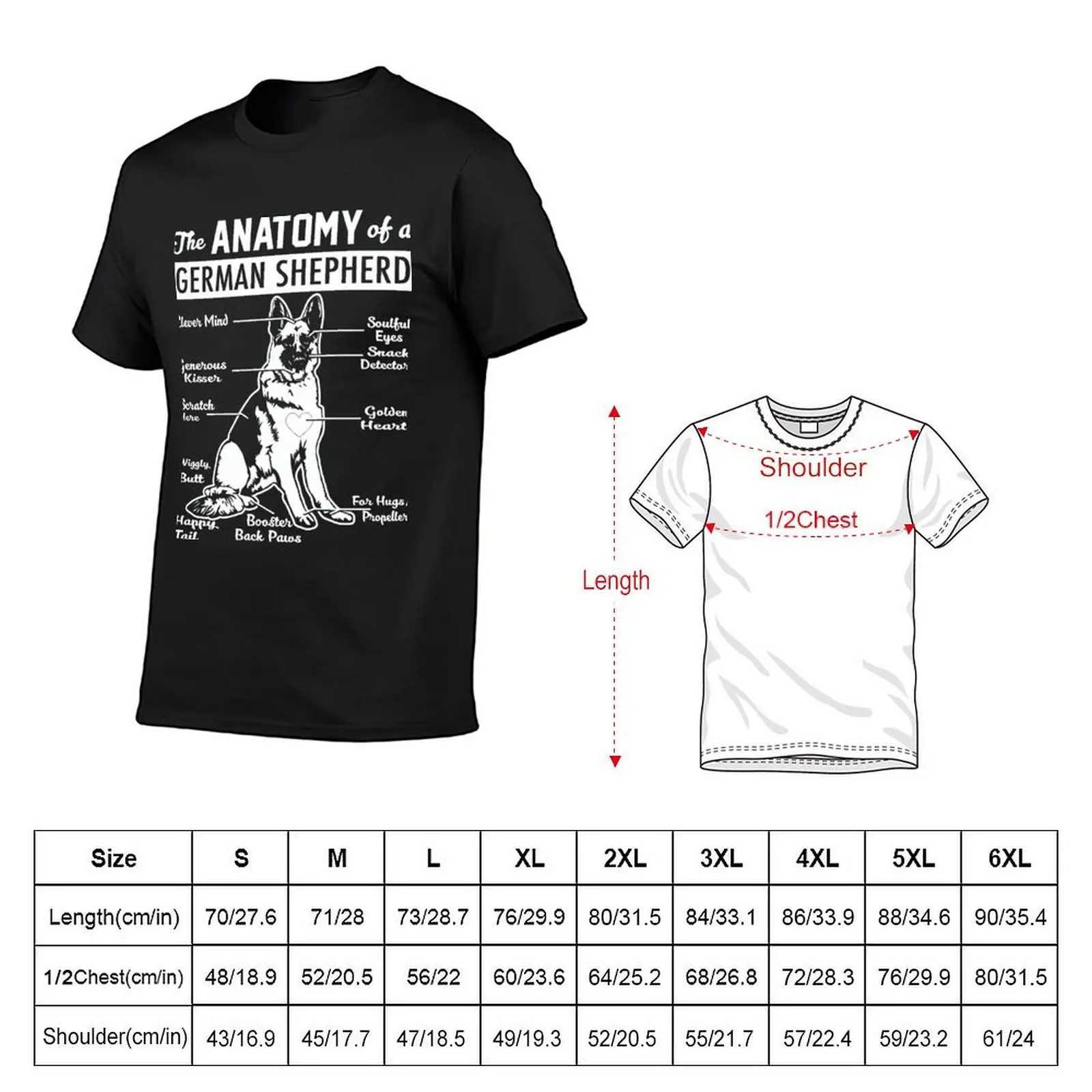 Anatomy of German Shepherd T-shirt Flat Top Mens T-shirt Casual Style W241223
