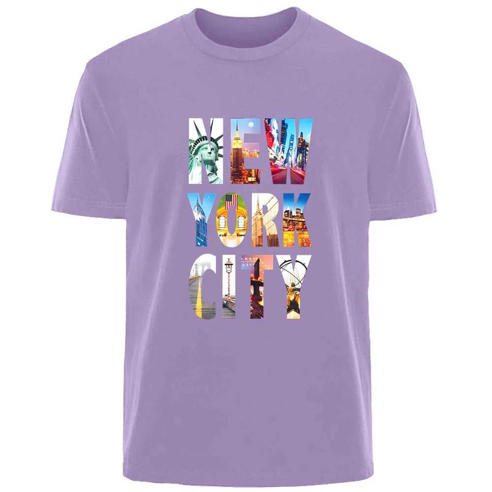 Creative Simple New York Printed Summer High Quality Mens Wear 100% Cotton Breathable T-shirt Casual Fashion Mens Wear W241223