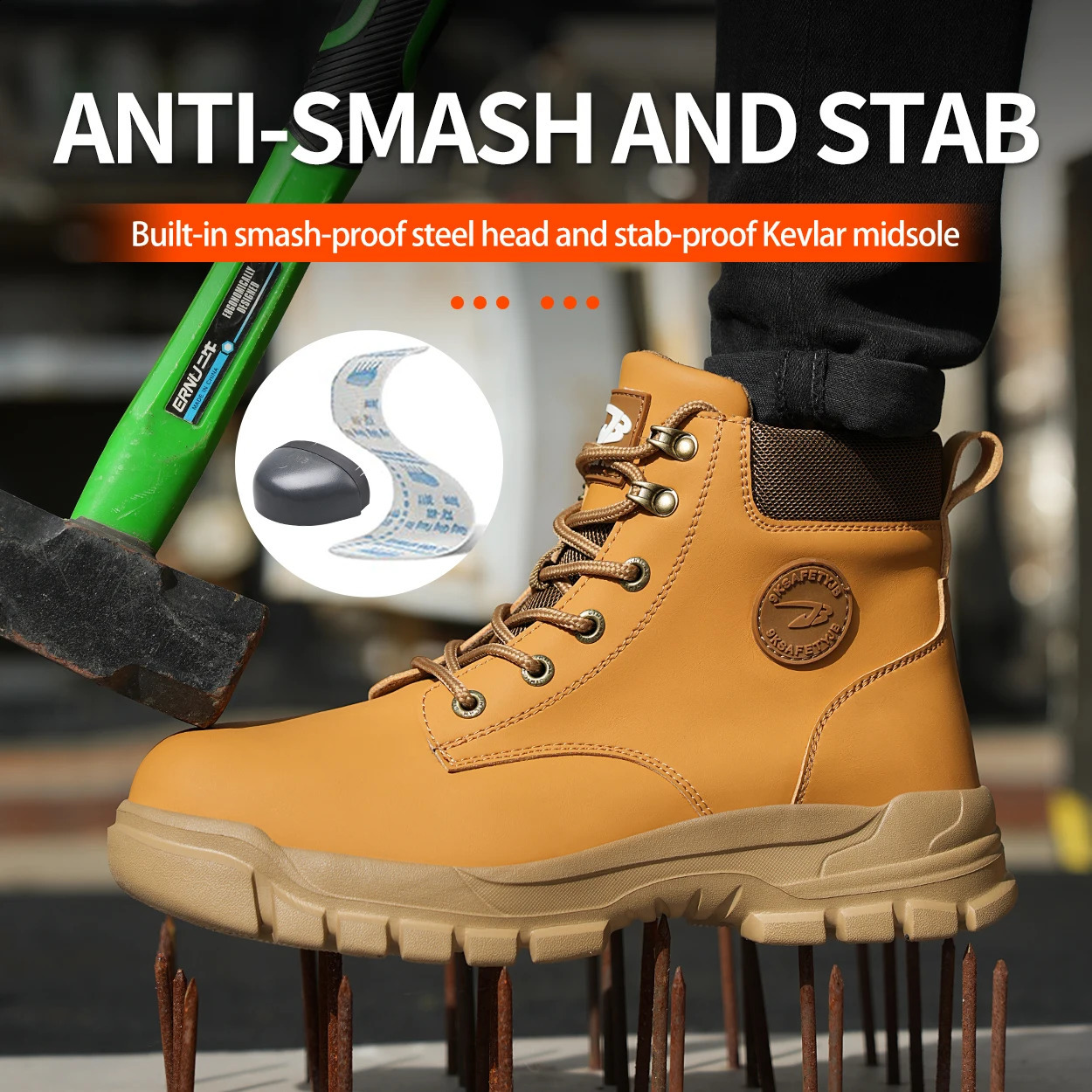 Top PU shockproof puncture resistant breathable and safe shoes 241223