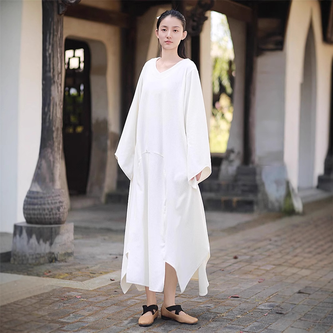 TB79487 Loose Ori Velvet Dress Long Splicing Design Dress Winter