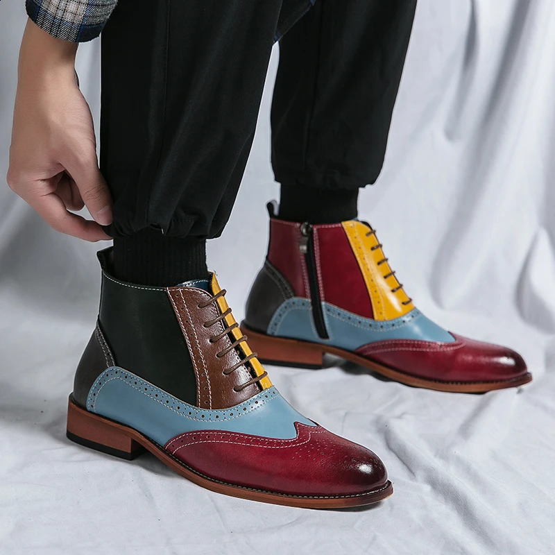 Handmade casual leather mens er business officially Chelsea dress denim shoes mens boots foot boots 241223