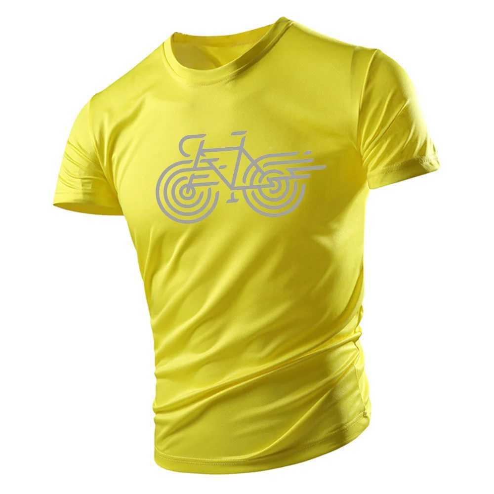 Mens Simple Bicycle Printed T-shirt Mens Sports Quick drying Short sleeved Mens T-shirt W241223