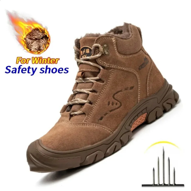 Winter steel shoes hats work boots anti perforation work shoes suitable for mens inseparable work shoes outdoor work safety boots 241223