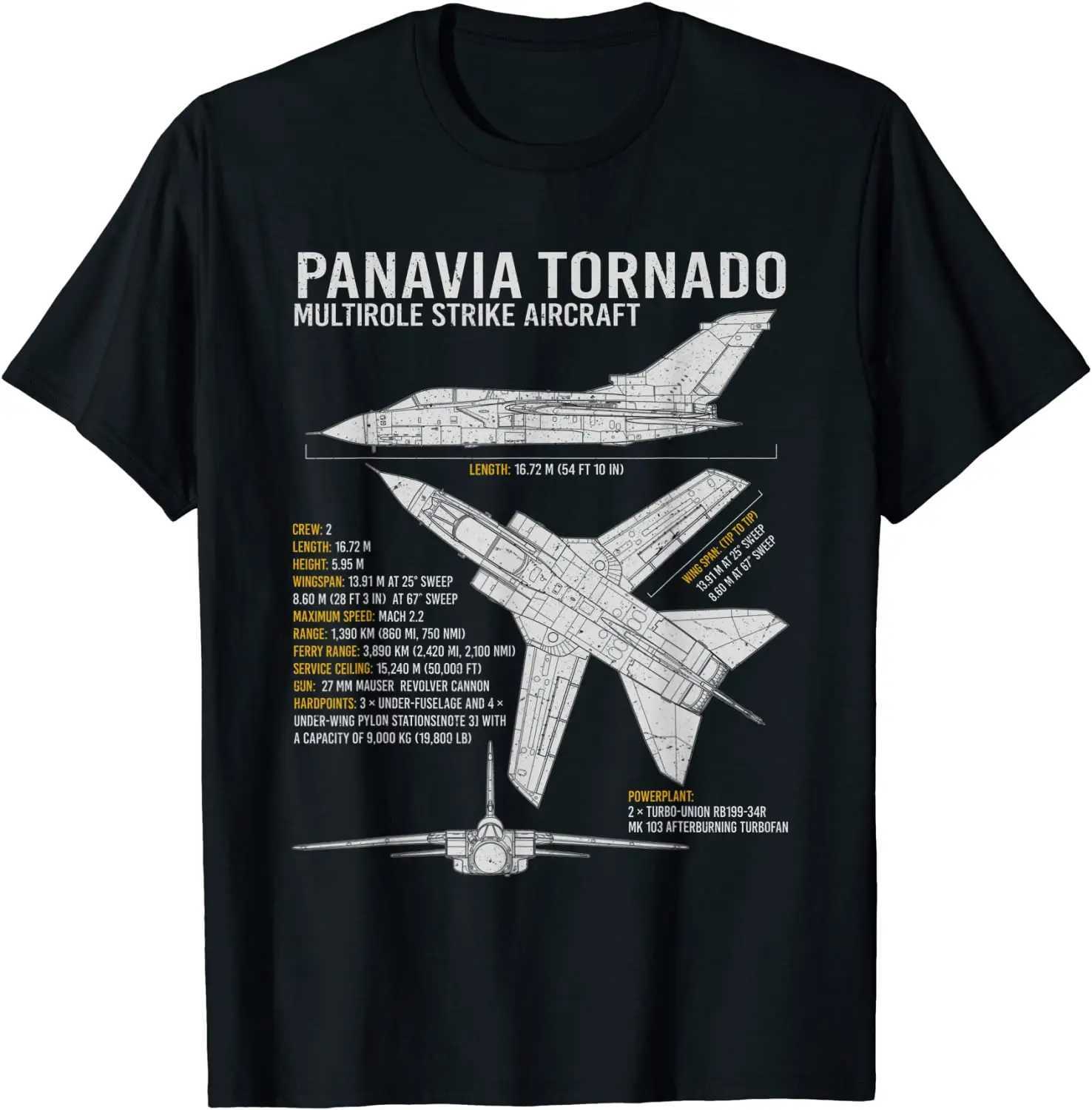 Tornado aircraft Royal Air Force jet fighters blueprints fighter jets mens T-shirts casual mens cotton T-shirts suits W241223