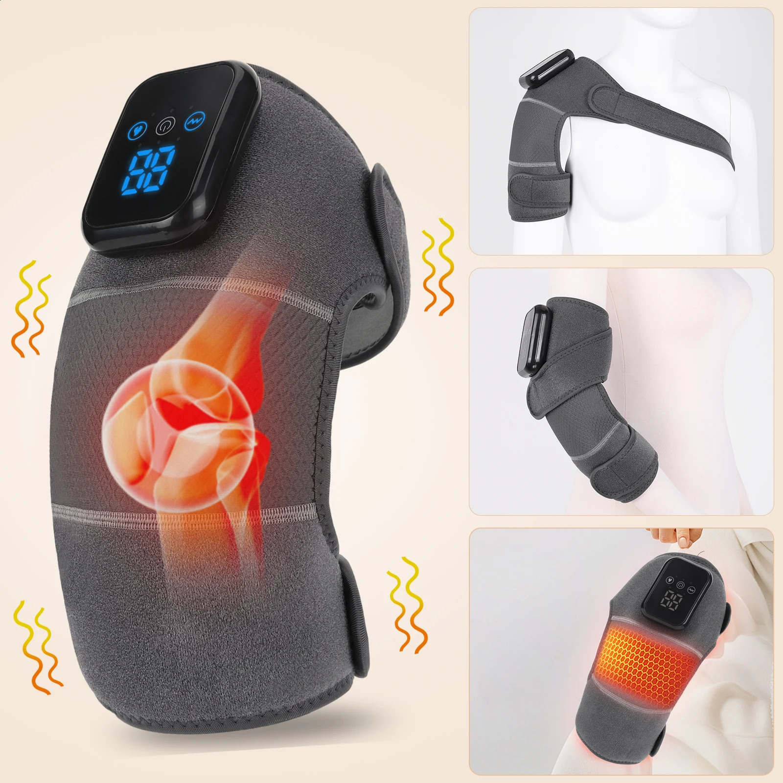 Vibration Heated Knee Massager Knee Massager 3 Adjustable Mode Shoulder Brace Heated Knee Pad Gift for A Comforting Massage 241224