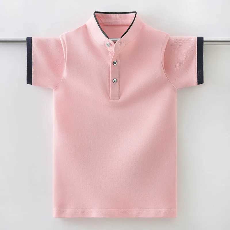 Boys school uniform polo shirt 2024 new summer childrens casual short sleeved top suitable for children aged 4-15 W241223