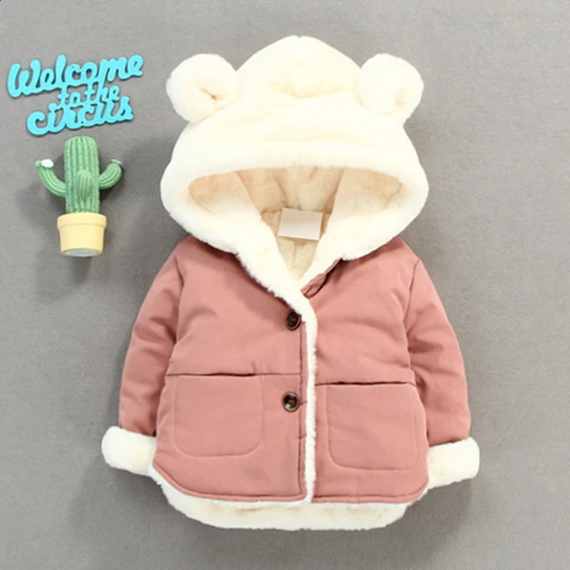 Cold Winter Baby Girls Jackets for Infants Thick Coats Girls Warm Hooded Velvet Jacket Children Outerwear 0-4 Y Toddler Snowsuit 241223