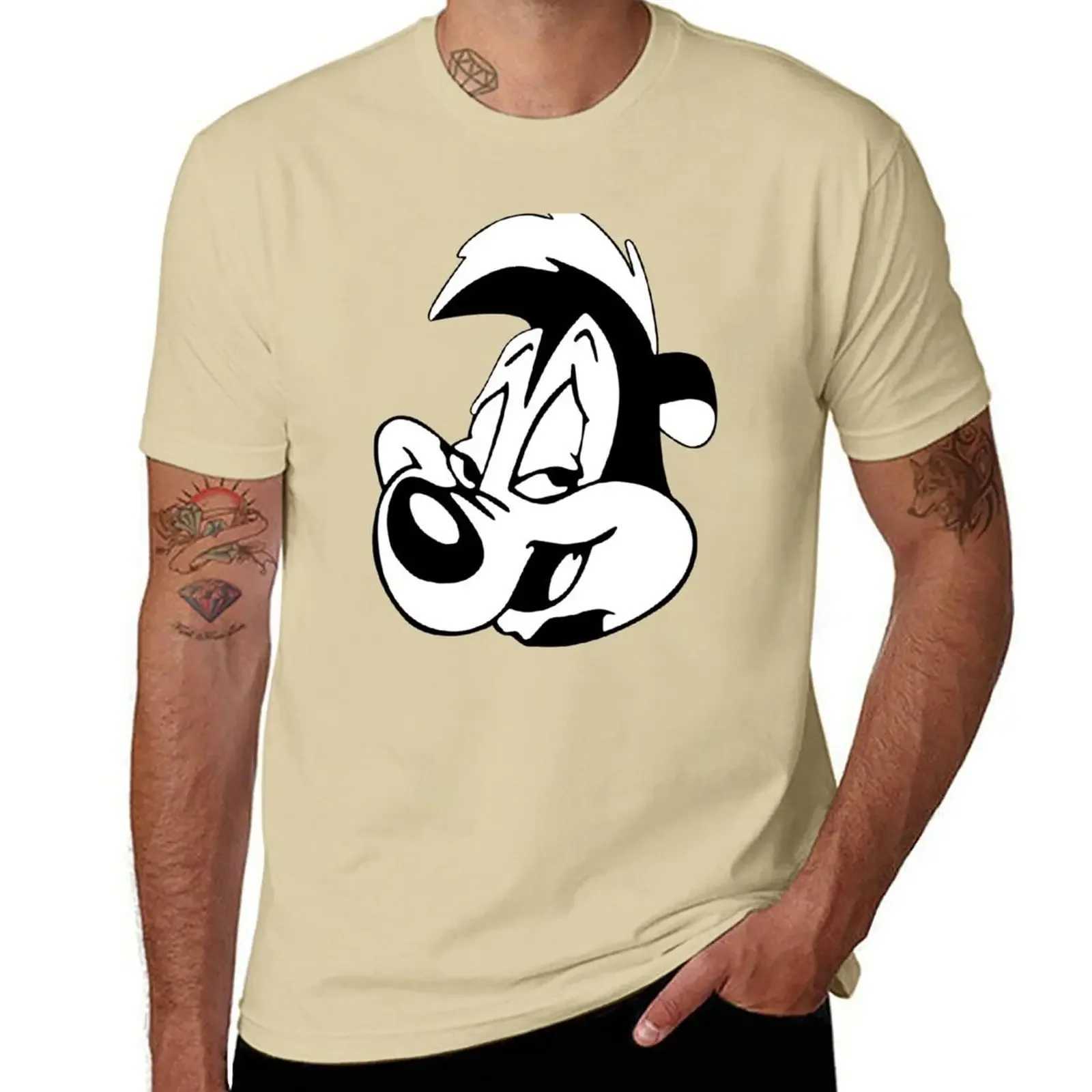 Mens T-shirt cartoon new Pepe Le Pew T-shirt aesthetic clothing ordinary retro street decal information manga retro anime harajuku W241223