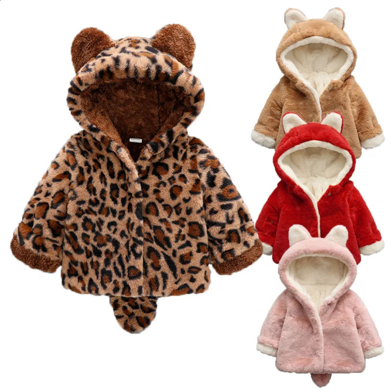 Baby Girls Warm Jackets Boys Hooded Outerwear 0-4 Years Baby Clothing Winter Thick Wool Fur Coat Infant Kids Cute Plush Jacket 241223