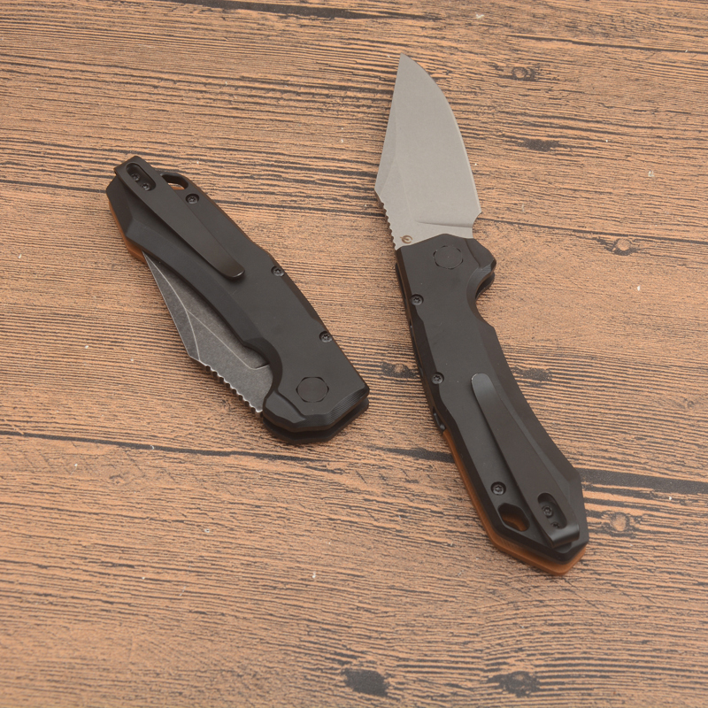 KS7851 Survival Tactical Knife CPM154 Stone Wash Drop Point Blade G10 with Aviation Aluminum Handle Outdoor Camping Hiking EDC Pocket Folder Knives
