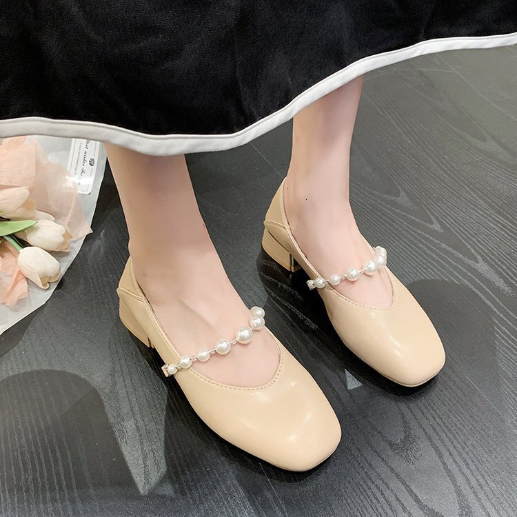 Shoe Ddmywed Single Women S Thick Heel Spring And Summer New Style Evening Breeze Gentle Lady Fairy Mary Zhen Shoes Pearl Soft Sole Chinese Brand F Dd