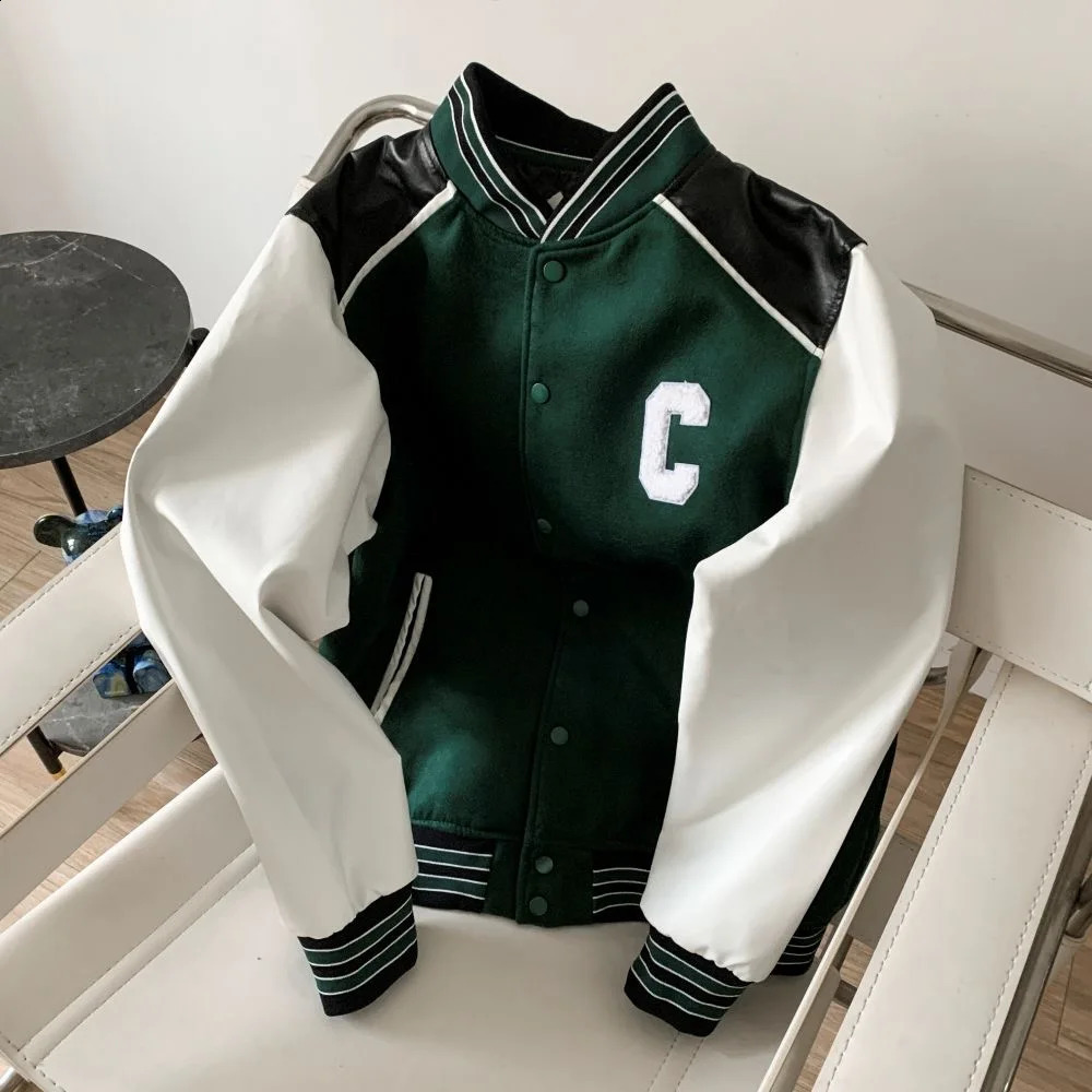 Teddy Leather Stitching C-word Wool Baseball Uniform Ce Home Letters Mens And Womens High-end Fashion Jacket 241220