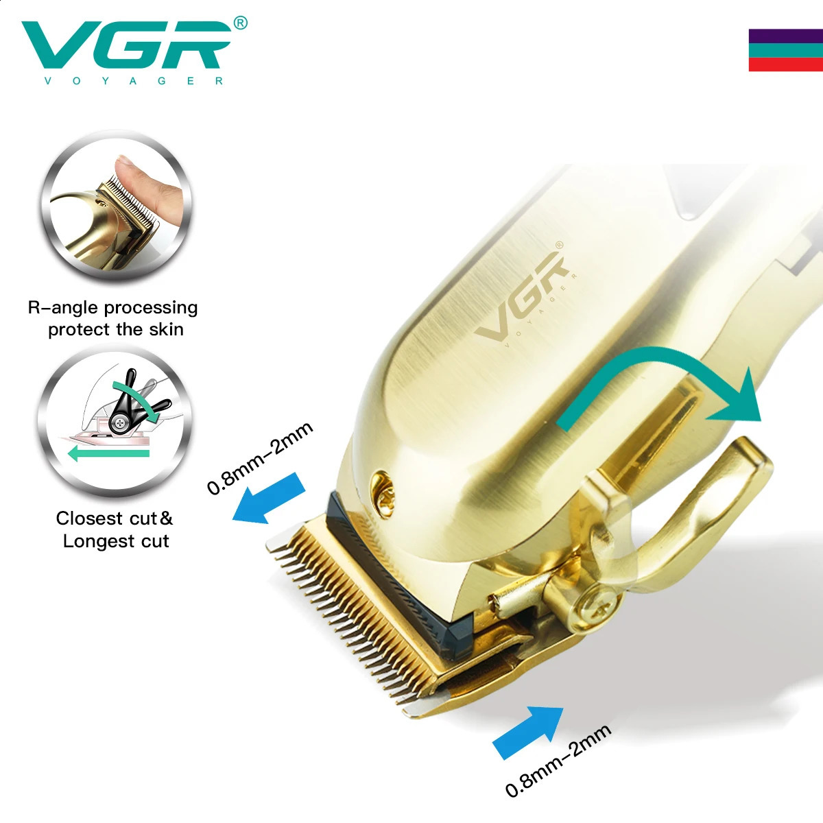 VGR Hair Clipper Professional Hair Trimmer LED Display Hair Cutting Machine Mini Gold Cordless Electric Clippers for Men V-278 241224