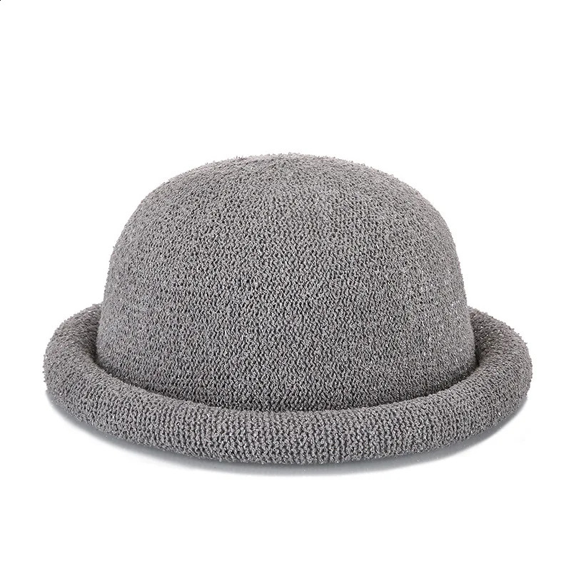 Fibonacci Female Mushroom Brim Fedoras Cotton Linen Knit Summer Autumn Trilby Hat Dome Bowler Women Hats 241220