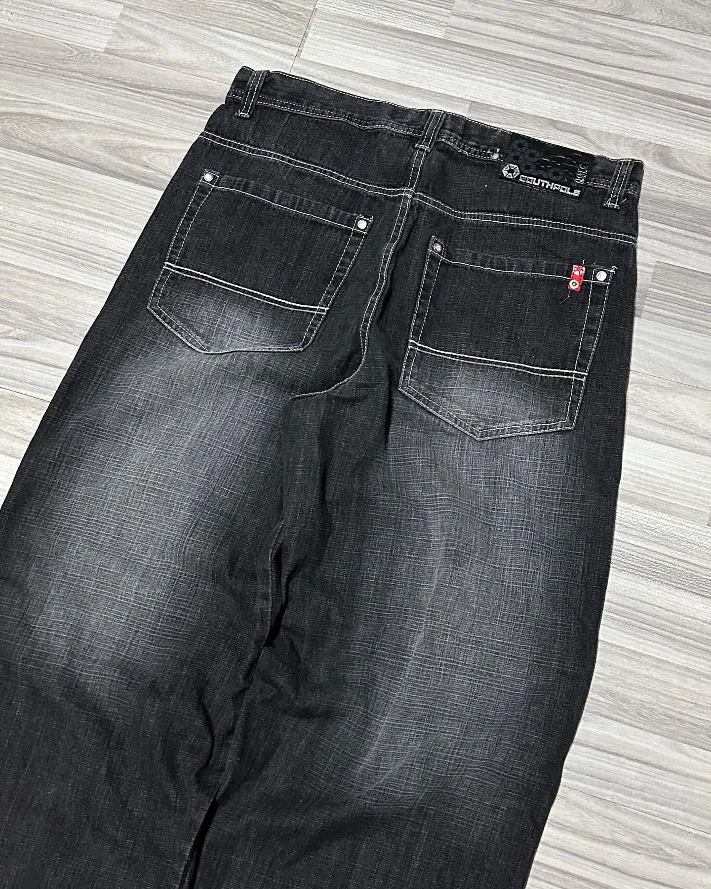Street wear SOUTHPOLE womens jeans Y2K Harajuku hiphop black pants washed and ground white baggy Gothic wide 241224