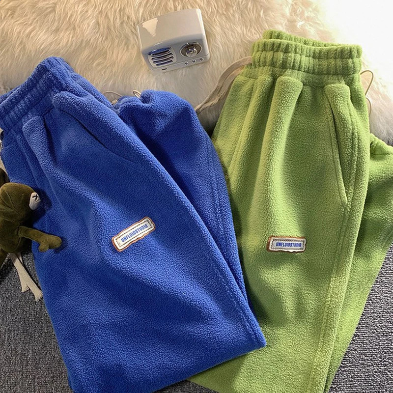 Loose Lamb Wool Velvet leggings Autumn Winter Women Casual Sports Pants Thick Fleece Warm Sweatpants Baggy Joggers Trousers 241220