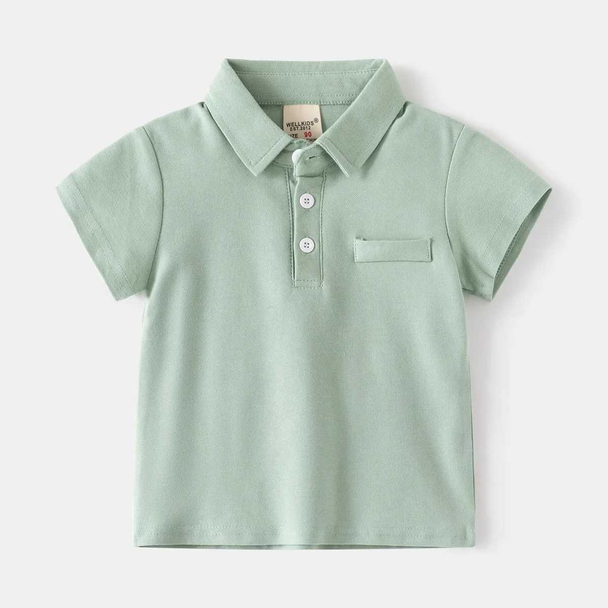 Summer boys short sleeved casual cotton solid color T-shirt childrens loose polo shirt 3-8 years to choose from 4 colors W241223