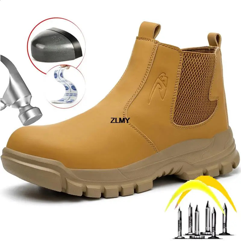 ZLMY Fireproof Flower Welding Shoes Mens High Top Work Safety Boots Stamping Construction Safety Shoes Mens Boots Plus Size 48 241223