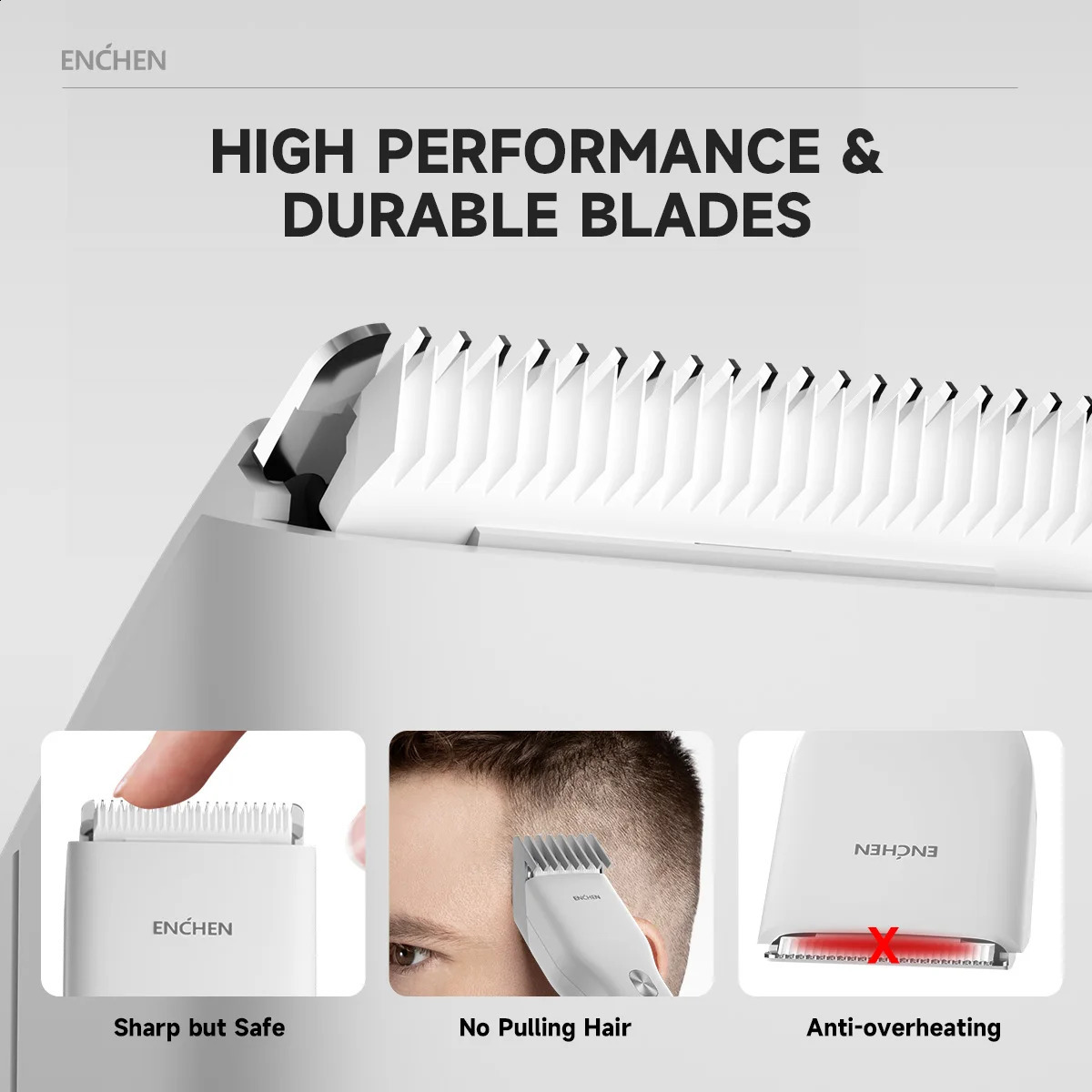 ENCHEN Hair Trimmer Hair Clipper Electric Hair Cutting Machine Professional Cordless Type-C Charging Ceramic Home Use - Boost 241224