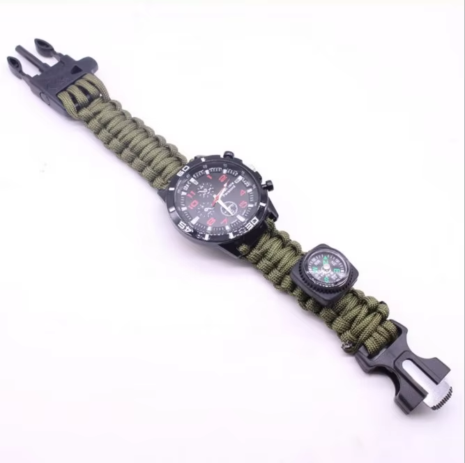 Waterproof Paracord Bracelet Survival Watch Outdoor Paracord Watch With Compass