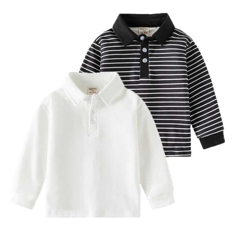 2-6 Y childrens solid color polo shirt for boys handsome and fashionable sports long sleeved sweatshirt for girls casual cotton top for childrens clot