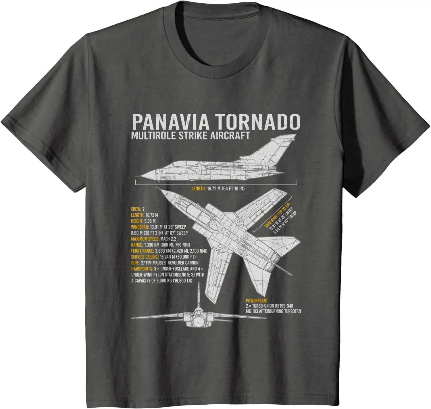 Tornado aircraft Royal Air Force jet fighters blueprints fighter jets mens T-shirts casual mens cotton T-shirts suits W241223