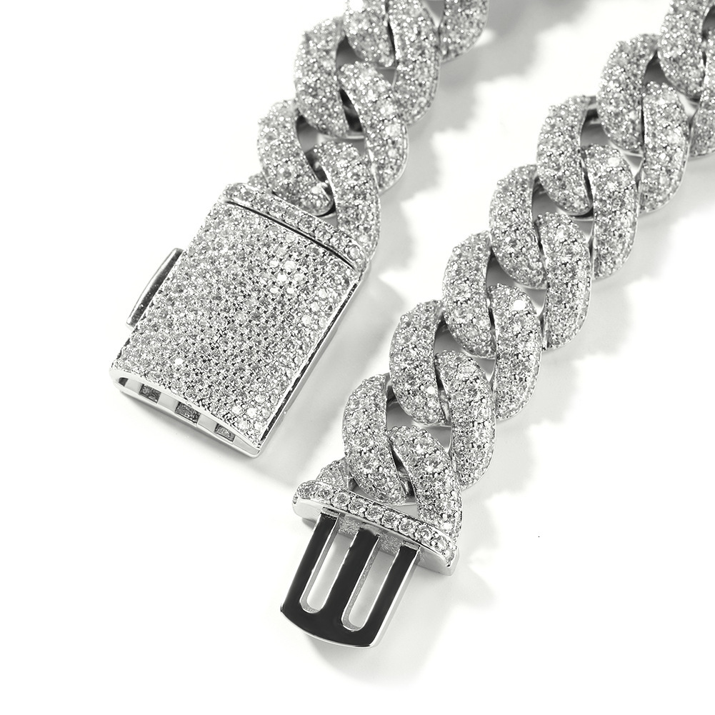 18mm Hip Hop Punk Rock High-end Mens Curb Link Chain Bracelet With Box Buckle Copper Inlaid Full Shiny Cubic Zircon Cuban Chain Bangle For Men Bijoux 