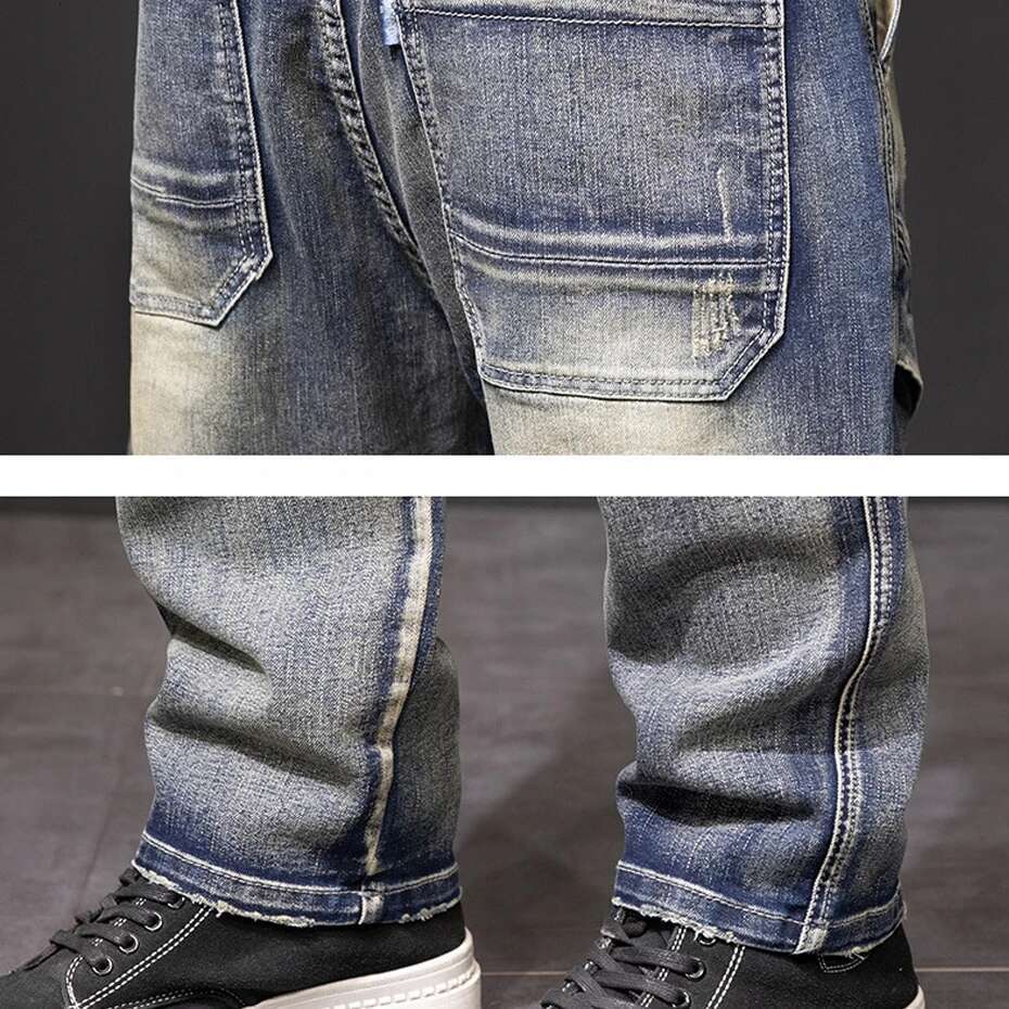 Autumn and Winter New Fashion Street Men's Retro Punk Jeans Large Size 42 44