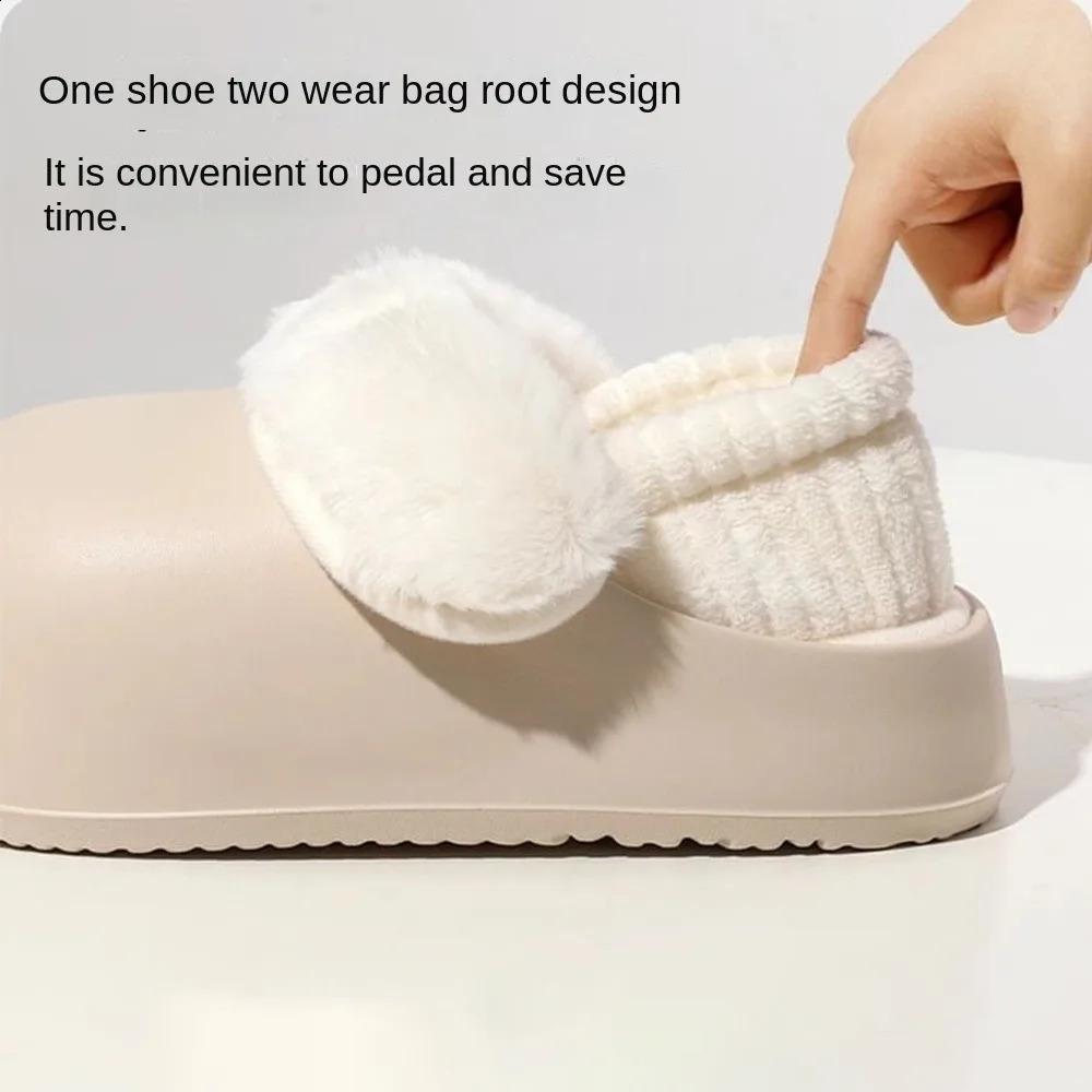 Indoor Plush Slippers Platform Shoes Soft Cotton Slippers Plush Furry Warm Cotton Slippers Home 241223