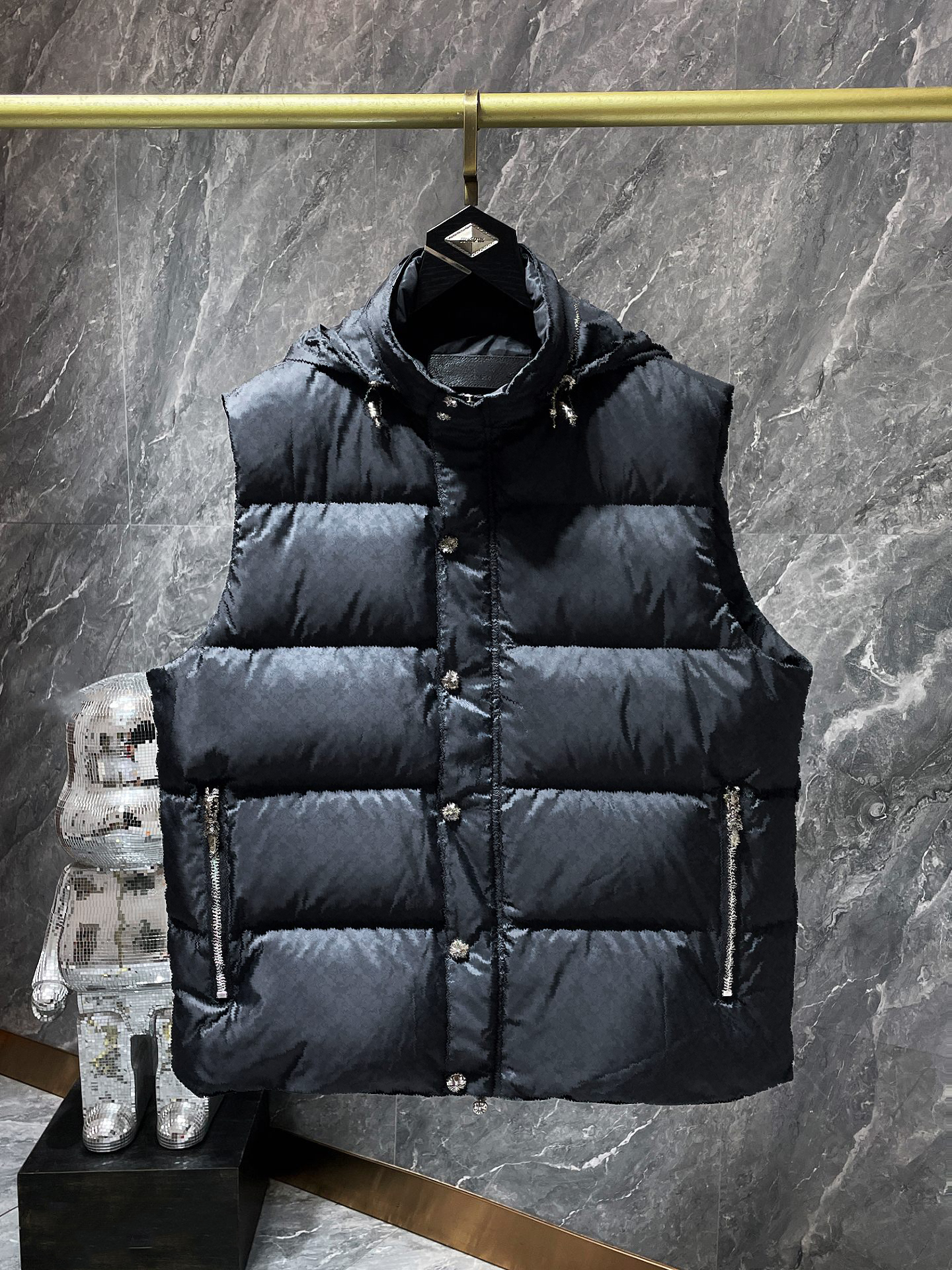 Designer Fashion Men's Down Vest Stand Collar Hooded Vest Puffer Coat Sleeveless Winter Down Jacket Tops Outwear 29999