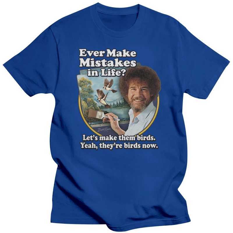 Bob Ross made a mistake on the bird with an officially licensed T-shirt in a simple style W241223