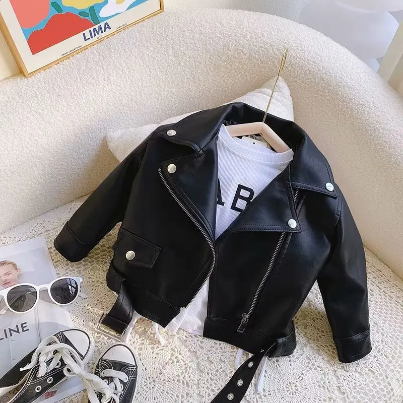Fashion Boy Outerwear Spring Autumn Boy PU leather Jacket Children Warm coat For Boy Coat Clothes 241223