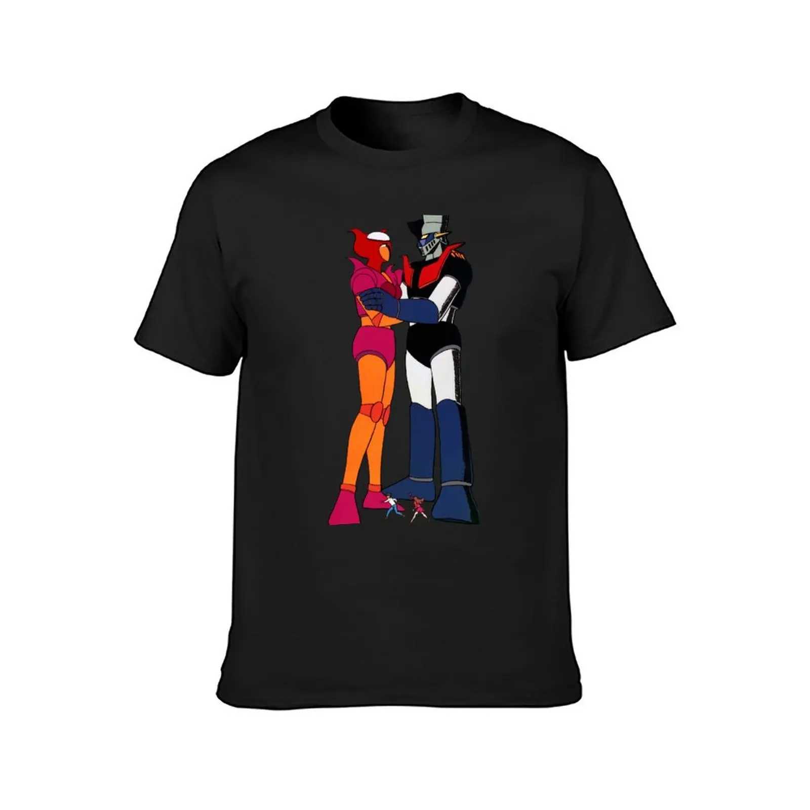 Mazinger and Aphrodite like robot T-shirts for summer clothing fast drying new version pure black mens T-shirt W241223