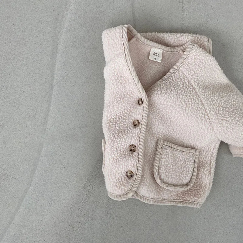 3346B Baby Coat Autumn and Winter Soft Warm Baby Boys Jacket Coat Casual Cardigan Polar Fleece 0-3Year Baby Girl Coat 241223