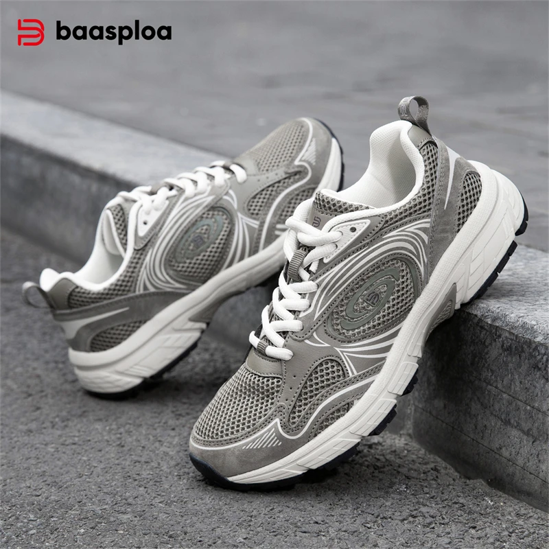 Baasploa Women Running Shoes New Fashion Mesh Lace Up Sports Tennis Shoes Female Casual Lightweight Breathable Shoes