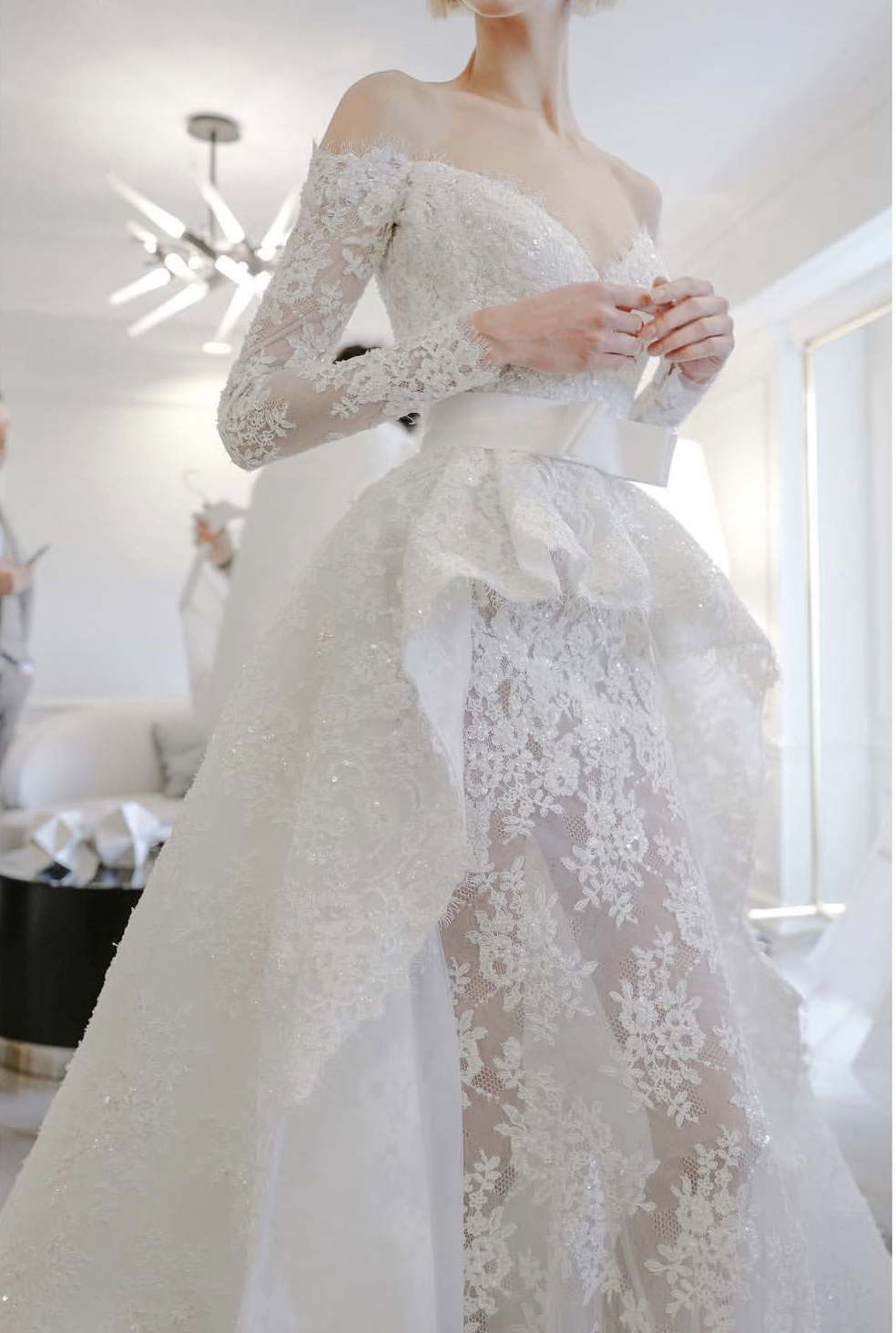 2 In I Lace Mermaid Wedding Dresses With Detachable Skirt Off Shoulder Long Sleeves Boho Beach Bridal Gowns Back Lace-up Modern Strapless 2025 Country